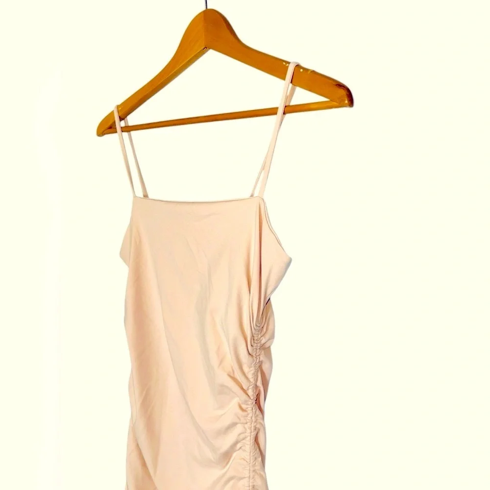 Susana Monaco Ivory Cream Nude Ruched Core Support Fitted Bodycon Maxi Dress - Picture 7 of 13